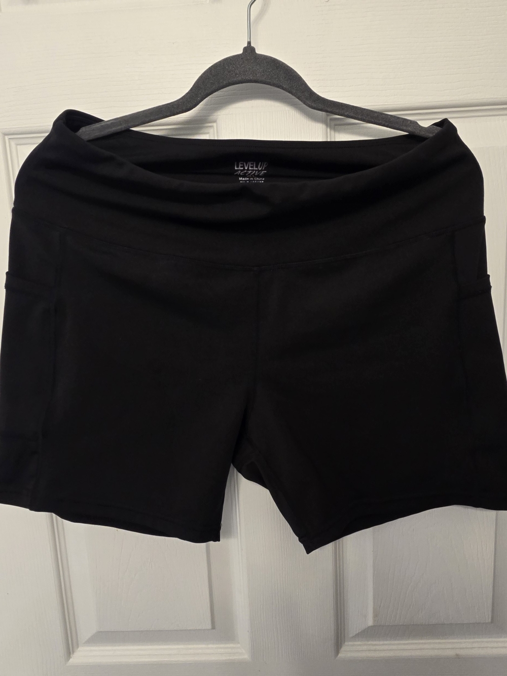 LEVELUP Black Women's Bike Shorts with High Waistband